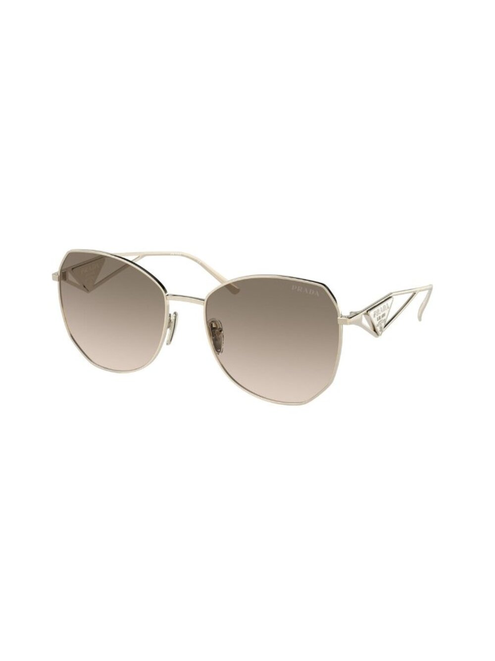 New Prada Women's Sunglasses Gold Aviator Brown Lens Metal Frame PR 57YS ZVN3D0